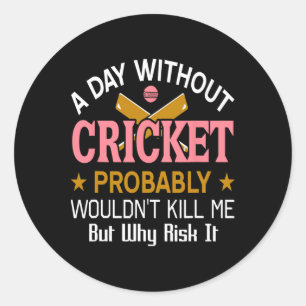 Day Without Cricket Funny Sports Humor Quote  Classic Round Sticker