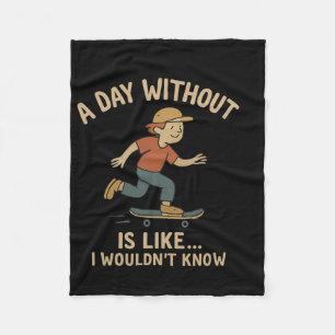 Day Without Skateboarding Cartoon Vintage Graphic Fleece Blanket