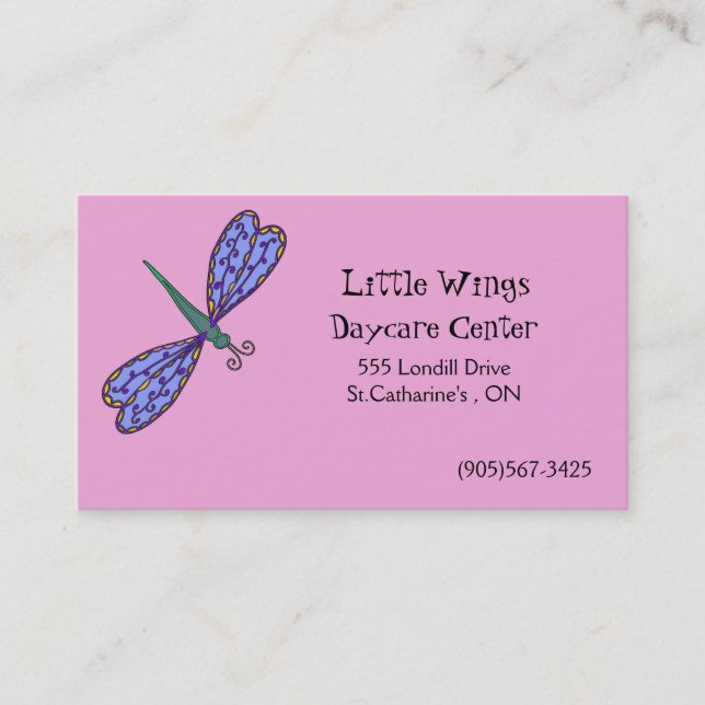 Daycare and Child Care Business Card - Dragonfly (Front)