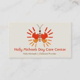 Daycare / Babysitter Butterfly Handprints Business Card