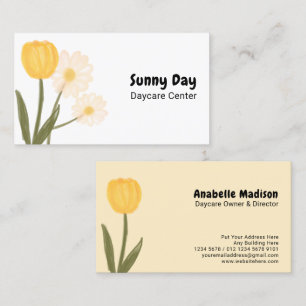 Daycare Childcare Centre Preschool Flower Yellow Business Card