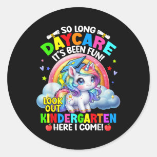Daycare Graduation 2025 Unicorn Girl Hello Kinderg Classic Round Sticker