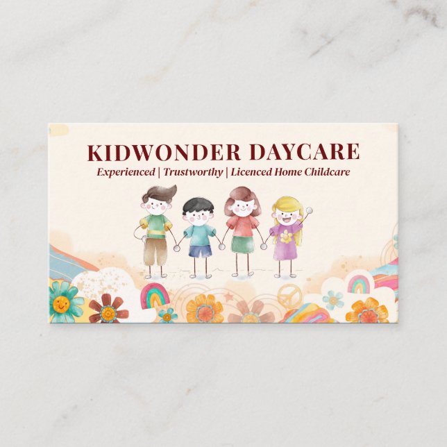 Daycare Professional Business | Kids Watercolor Card (Front)
