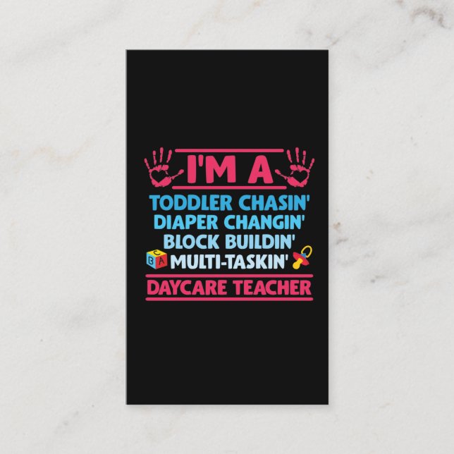 Daycare Teacher Diaper Toddler Childcare Worker Business Card (Front)