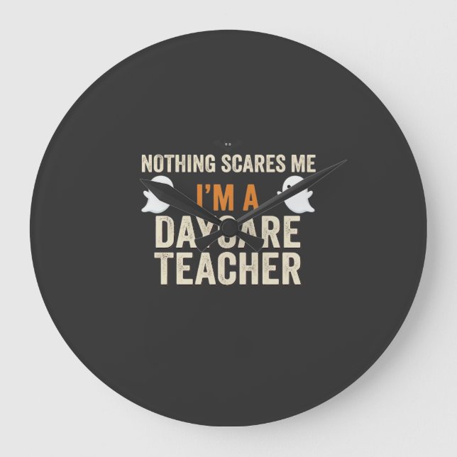Daycare Teacher Halloween Ghost Design_1 Large Clock (Front)