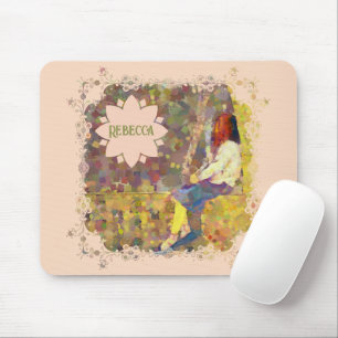 Daydream Girl on Wall Abstract Colourful Geometry Mouse Pad