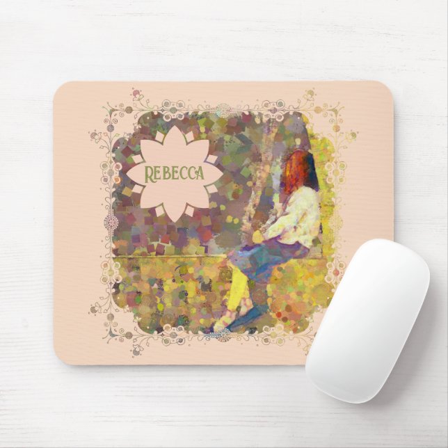 Daydream Girl on Wall Abstract Colourful Geometry Mouse Pad (With Mouse)