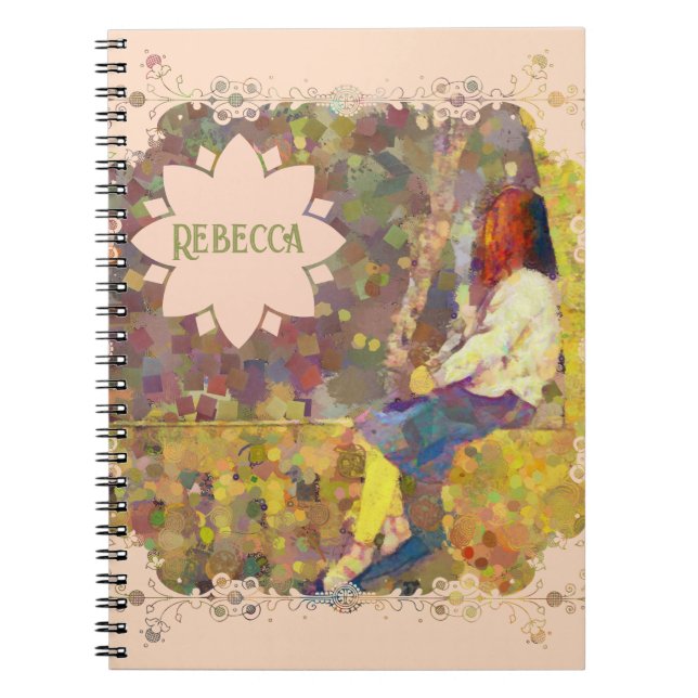 Daydream Girl on Wall Abstract Colourful Geometry Notebook (Front)
