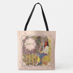 Daydream Girl on Wall Abstract Colourful Geometry Tote Bag