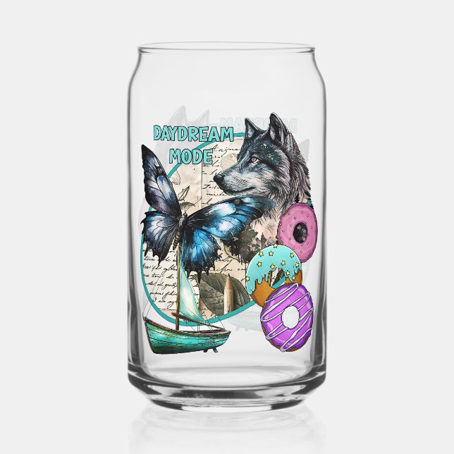 Daydream Mode - Wolf Butterfly Doughnuts Boat Can Glass (Front)