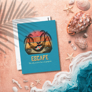 Daydreaming Cool Cat's Tropical Escape Postcard