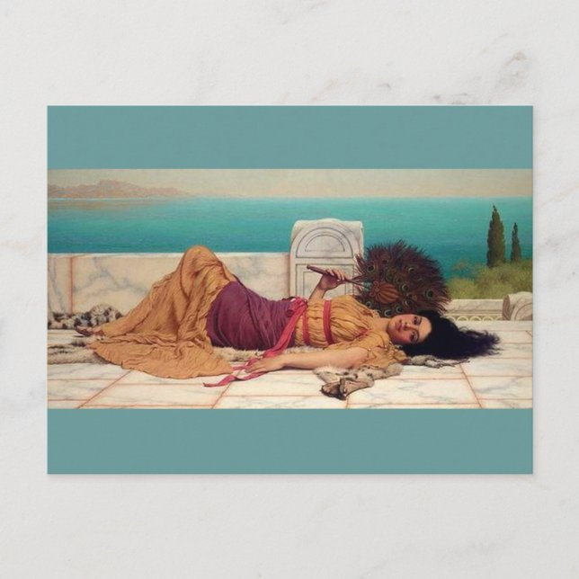 Daydreaming Greek Lady by Godward Postcard (Front)