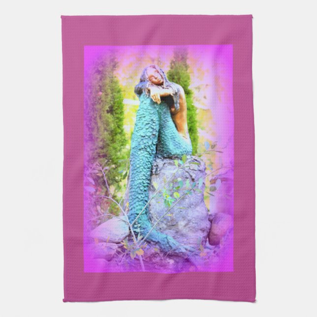 daydreaming mermaid kitchen towel (Vertical)