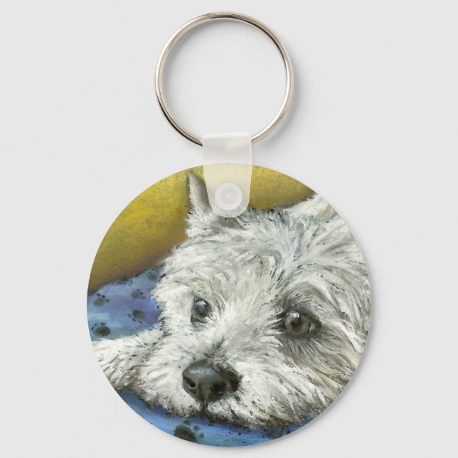 Daydreaming westie key ring (Front)