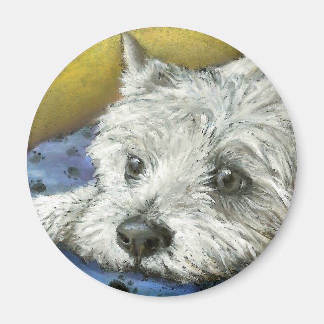 Daydreaming westie magnet (Front)