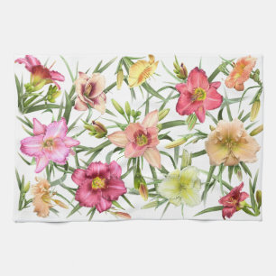 Daylilies All Over Tea Towel
