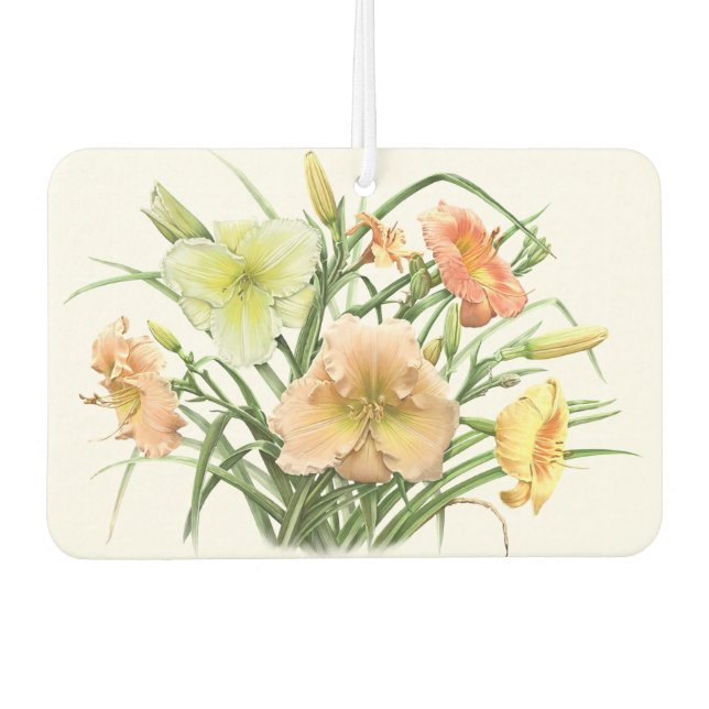 Daylily Bouquet Floral Botanical Art Design Car Air Freshener (Front)