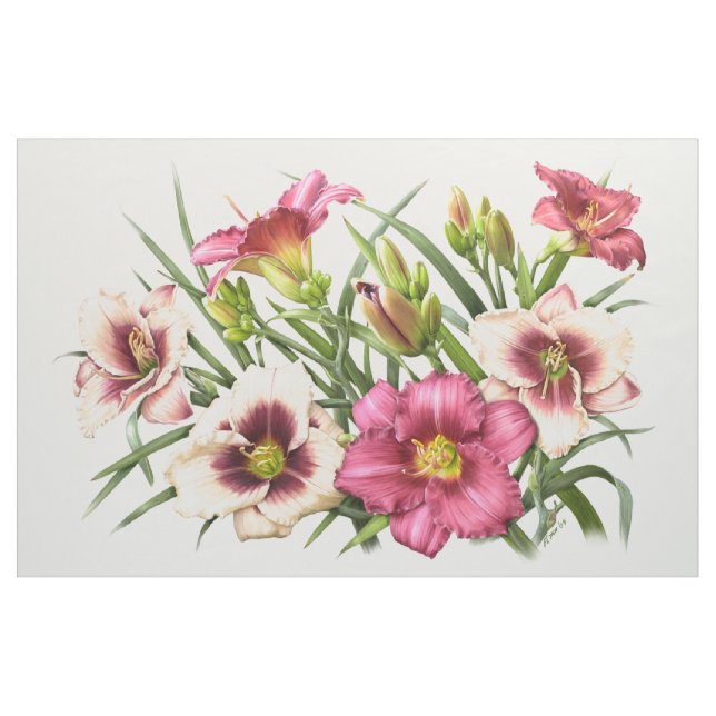 Daylily Bouquet Rubies Fabric (Yard)
