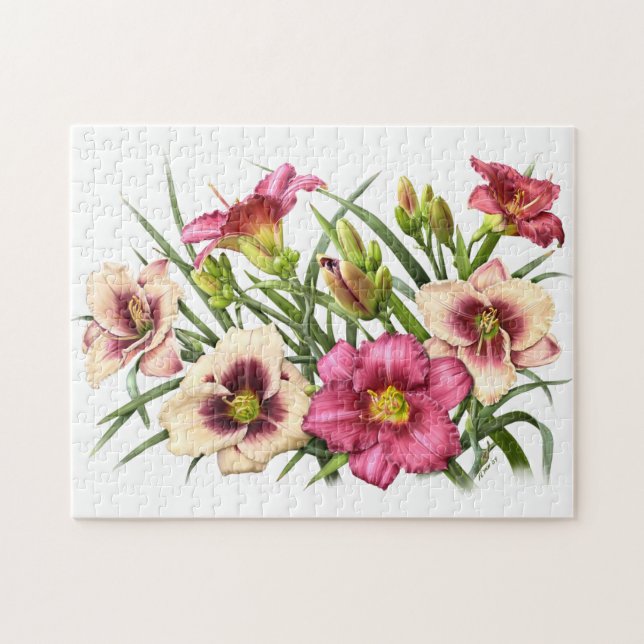 Daylily Bouquet Rubies Jigsaw Puzzle (Horizontal)