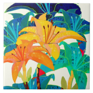 Daylily Ceramic Kitchen Tile