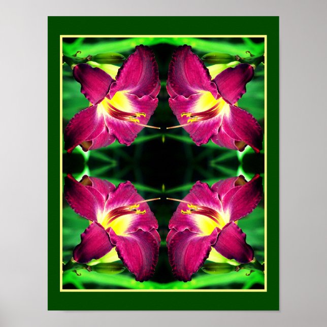 Daylily Flower Close Up Abstract Poster (Front)