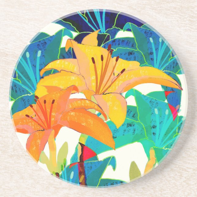 Daylily Sandstone Coaster (Front)