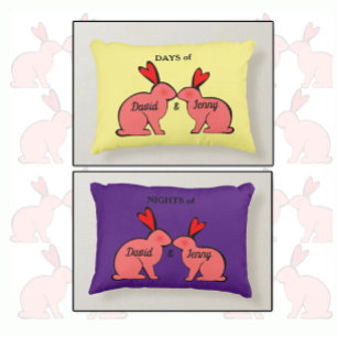 Days and Nights of lovers rabbits Decorative Cushion