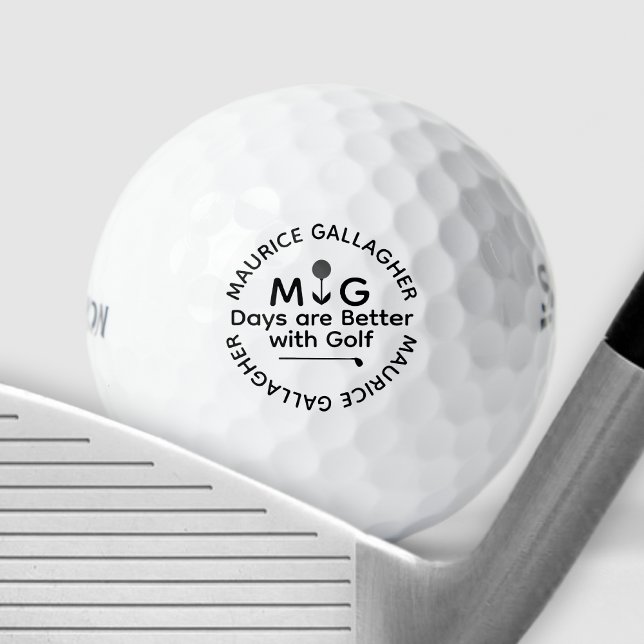 'Days are better with golf' monogrammed Golf Balls (Creator Uploaded)