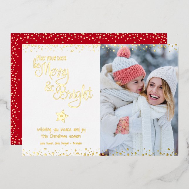 Days Be Merry and Bright Script Photo Real Gold (Front/Back)