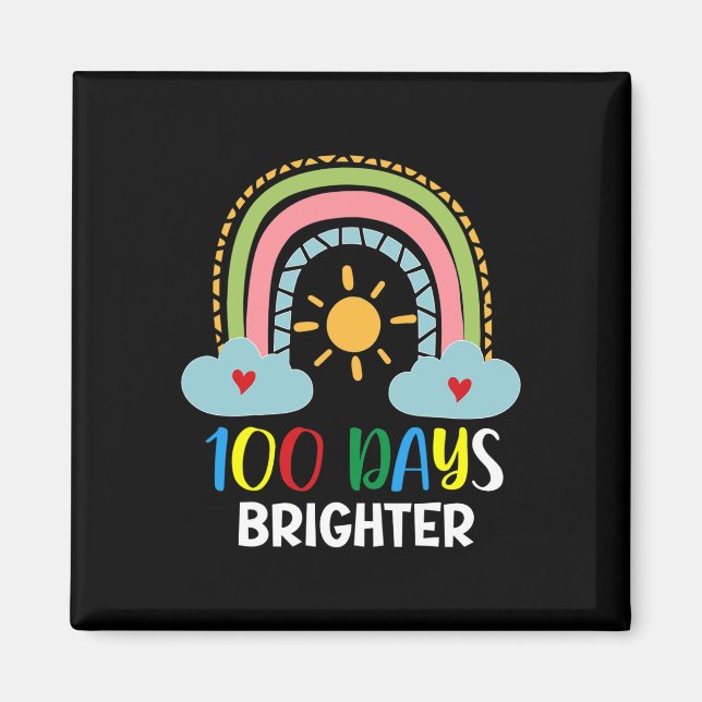 Days Brighter 100th Day Of School Pink Rainbow  Magnet (Front)