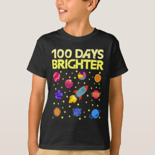 Days Brighter 100th Day Of School Stars Rocket T-Shirt