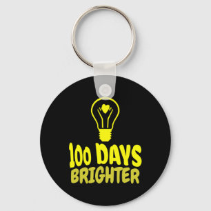 Days Brighter Happy 100 Days Of School Boys Girls  Key Ring