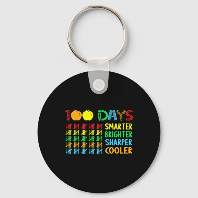 Days Brighter Smarter Sharper 100 Days Of School  Key Ring (Front)