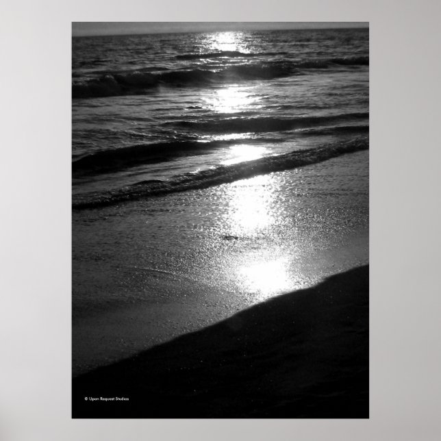 Day's End at Dog Beach Huntington CA  B/W Poster (Front)
