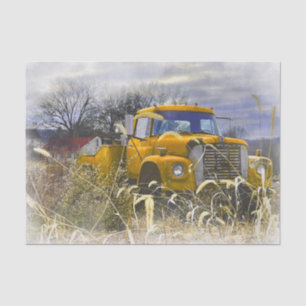 Days Gone By, Sunshine Yellow Rusty Vintage Pickup Tissue Paper