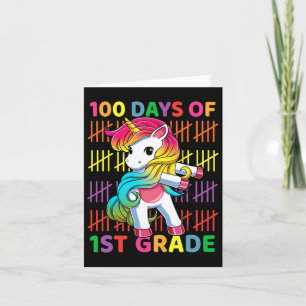 Days Of 1st Grade Unicorn Flossing 100th Day Of Sc Card