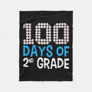 Days Of 2nd Grade Baseball Sport 100th Day Of Scho Fleece Blanket