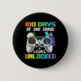 Days Of 2nd Grade Level Unlocked Gamer Video Games 6 Cm Round Badge