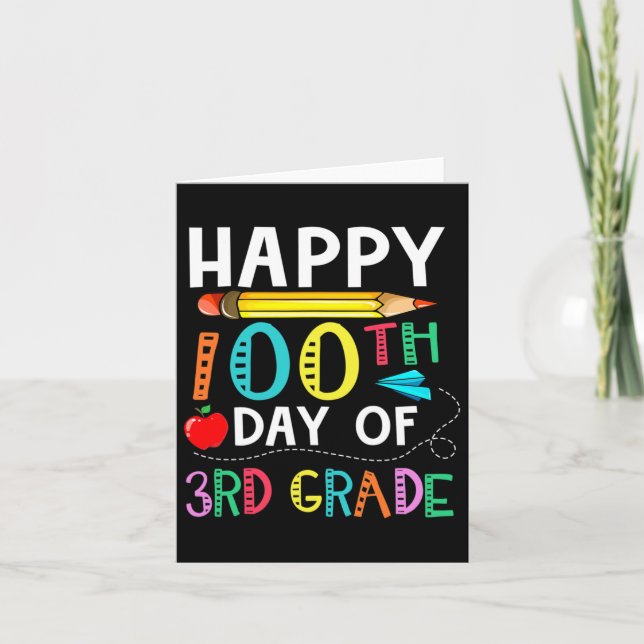 Days Of 3rd Grade - Happy 100th Day Of School Gift Card (Front)