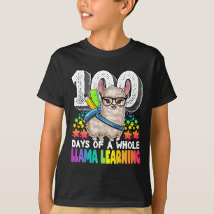 Days Of A Whole Llama Learning 100 Days Of School  T-Shirt