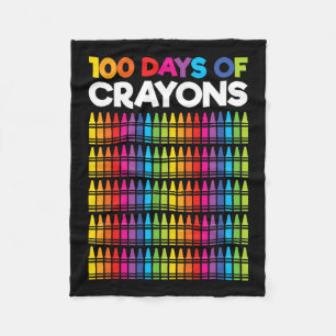 Days Of Crayons For Girls Kids 100th Day Of School Fleece Blanket