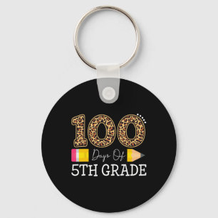 Days Of Fifth Grade Leopard Happy 100th Day Of Sch Key Ring
