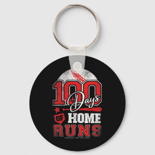 Days Of Home Runs Baseball Boys Kids 100th Day Of  Key Ring