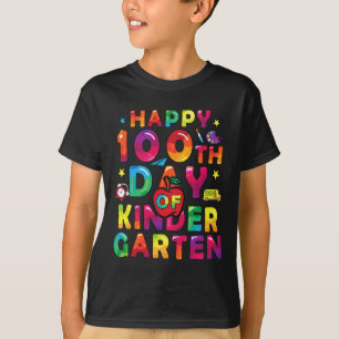Days Of Kindergarten Kids Cute Happy 100th Day Of  T-Shirt