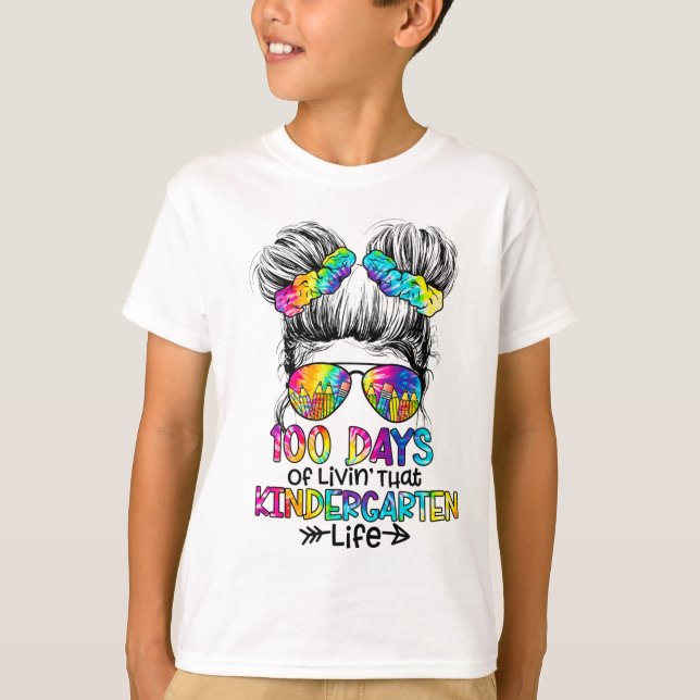 Days Of Livin' That Kindergarten Life 100 Days Of  T-Shirt (Front)