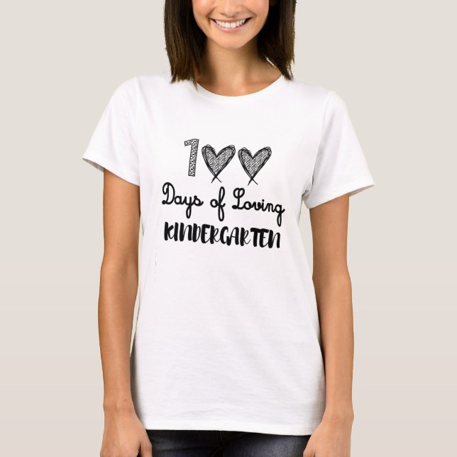 Days Of Loving Kindergarten Fun Teacher Tees  (Front)