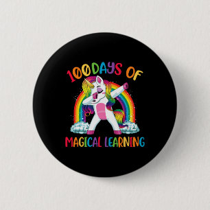 Days Of Magical Learning Dabbing Unicorn Girls Kid 6 Cm Round Badge