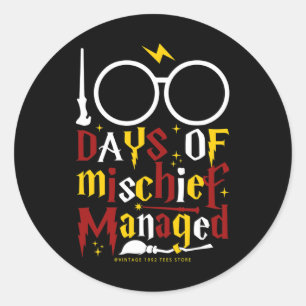 Days Of Mischief Managed Teacher Kid 100th Day Of  Classic Round Sticker