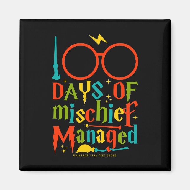 Days Of Mischief Managed Teacher Kid 100th Day Of  Magnet (Front)