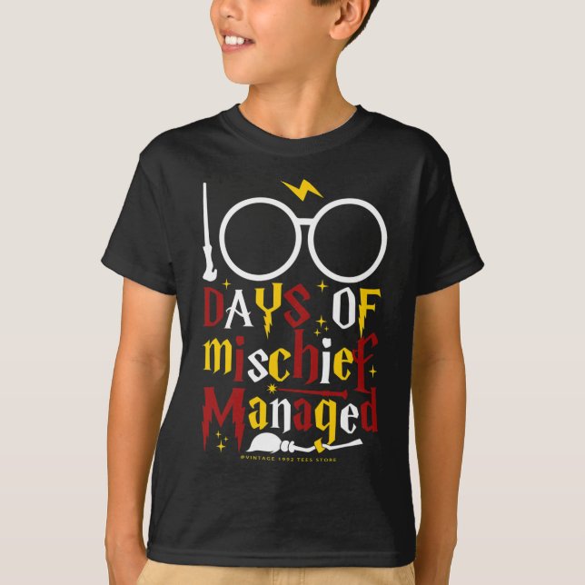 Days Of Mischief Managed Teacher Kid 100th Day Of  T-Shirt (Front)
